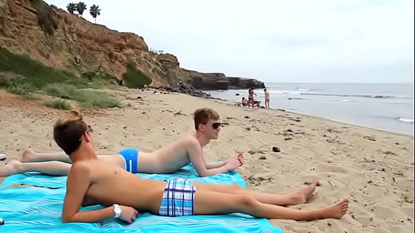 Morning at the beach, afternoon in the bedroom for this cute young gay couple. 