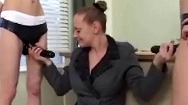 Strapon using sex school class