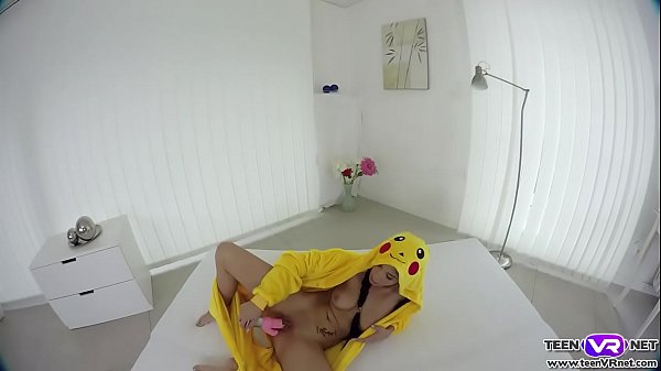 VR Pokemon teen Nicole Love toys her sweet pussy
