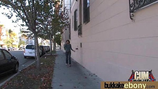 Ebony babe sucks too many white cocks 2