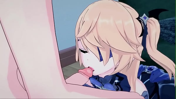 Fischl gives a great blowjob before getting filled with cum. Hentai.  