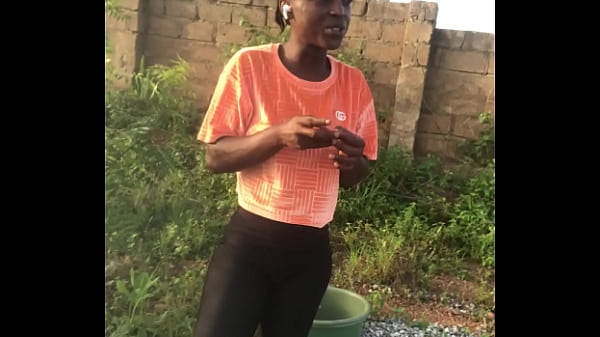 Crazybitch enjoys folding her clothes after drying washed clothes