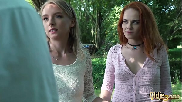 Old and young threesome fuck for horny old guy  