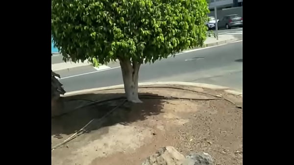 Teen run outside in panties  