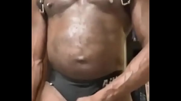 BBC Muscle Leather Harness Cock & Nippleplay Edging & Unloading Solo  