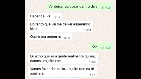 Casada novata me mandando mensagem ap&oacute;s sua primeira experi&ecirc;ncia com comedor, realizando o fetiche do corno 