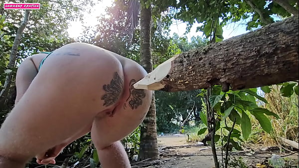 Quando fasso xixi no mato penso seriamente em enfiar esta tora de madeira no meu cu pois estava cosando