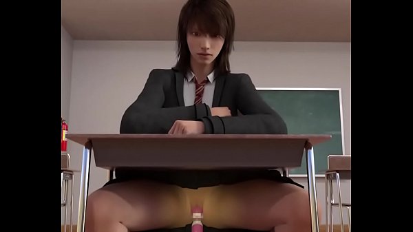 3D cowgirl with dildo in classroom
