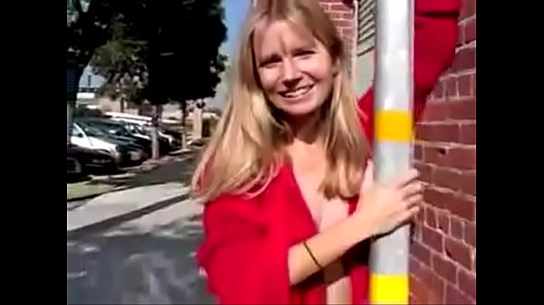 Max Vegan, blonde exhibitionist exposes herself outdoors