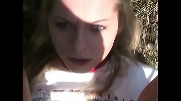 Young blonde teen outdoor POV  