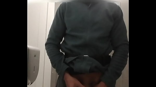 pee in the gym toilet, pissing.  