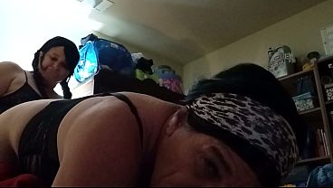 Mistress fucks her sub with 8 inch dildo