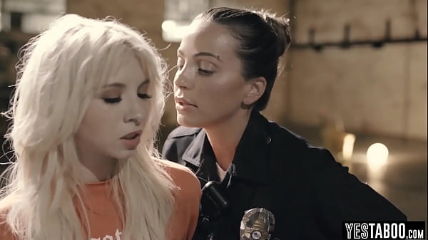Lesbian police officer gives a harsh lesson to a cutie  