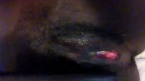 Masturbating with spray as dildo