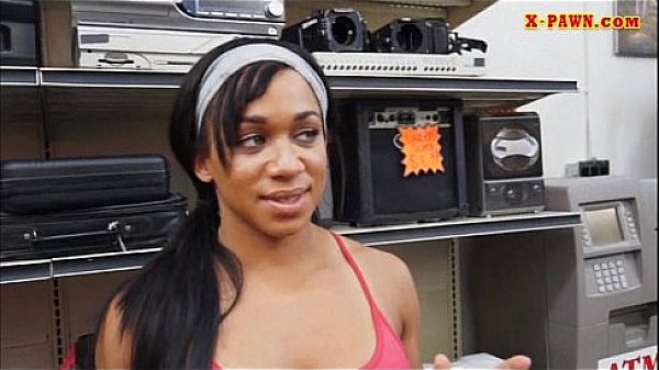 Ebony gym trainor twat pounded at the pawnshop for money  