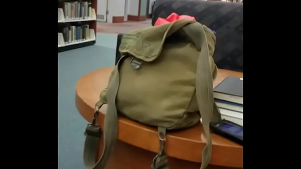 Messy cum in library out the leg of my shorts