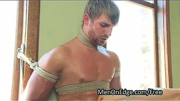 Rope bondage gay ass fucks by dildo 