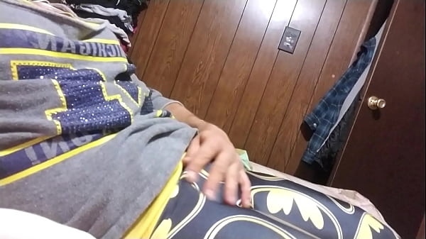 Crossdresser stripping in neighbors bed