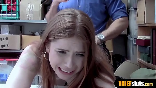 Petite redhead thief offered pussy for freedom