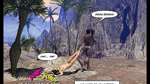 CRETACEOUS COCK 3D Gay Comic Story about Young Scientist Fucked by Hunky Primeva