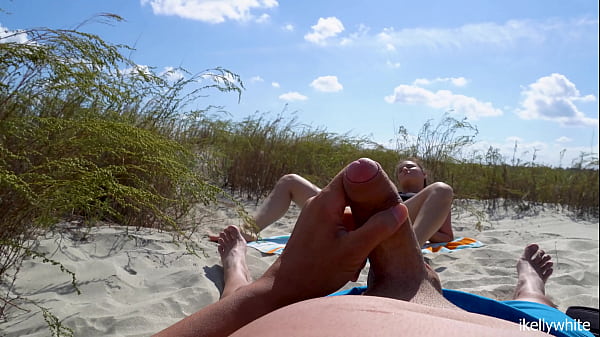 A stranger jerks off on me AT THE BEACH I invite him to fuck me voyeurs must see us  