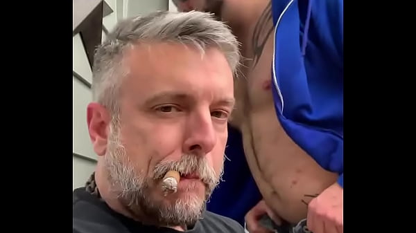 My step Daddy gags on a large cock 