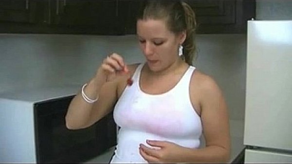 Fat Chubby Teen with nice Tits playing with cherries