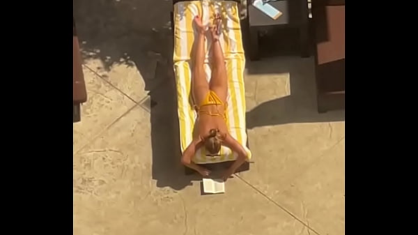 Blonde sunbathing