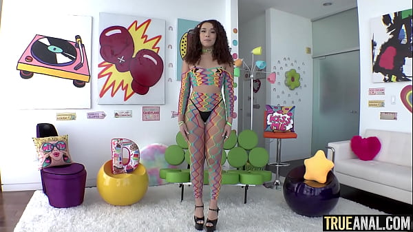 Slim brunette has her big booty creampied