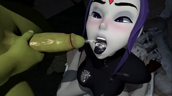 Raven gets her mouth filled by an orc