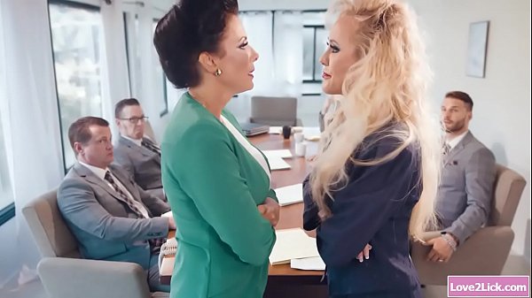 Two horny lesbian milfs licking cunts after business meeting