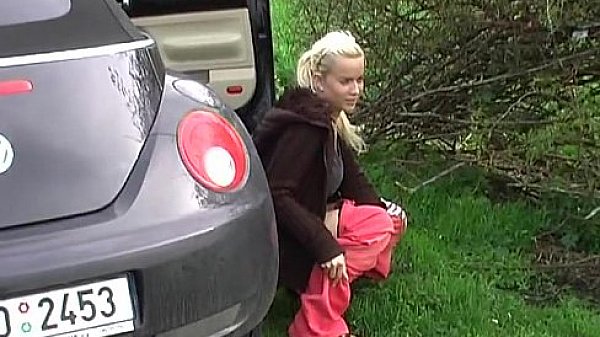 Sexy amateur girlfriend gets cumshot on back in the car