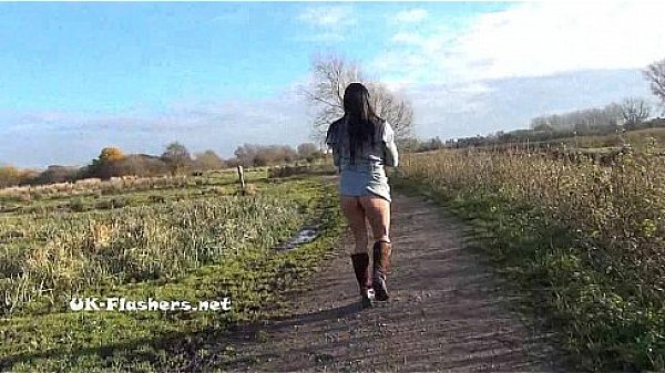 Toying british brunette Honestys outdoor masturbation and public nudity of flash