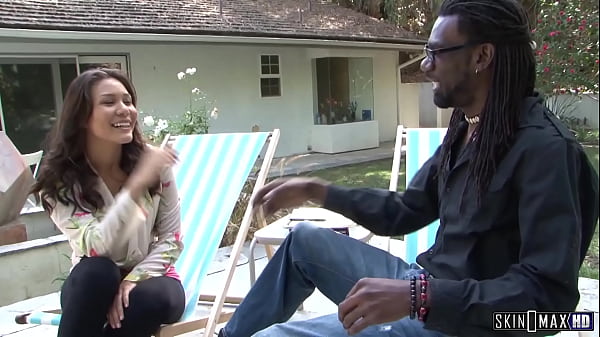 Beautiful Asian girl gets her pussy rimmed with her client's big black cock and enjoys the fair deal.  