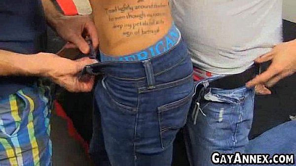 Ebony twink fucked by two older guys  