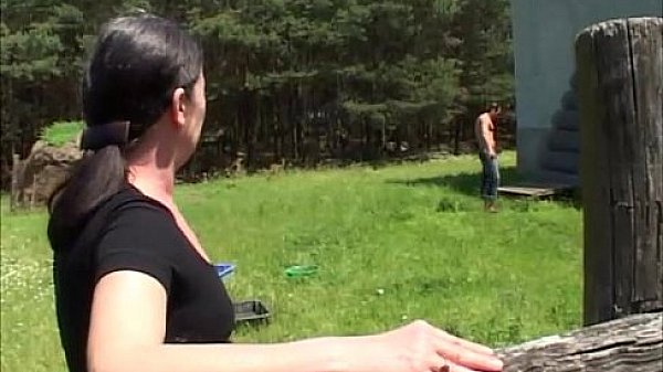 MILF Brunette Outdoor Fucking With Teen