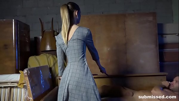 Femdom with muscle guy and skinny tall dominatrix