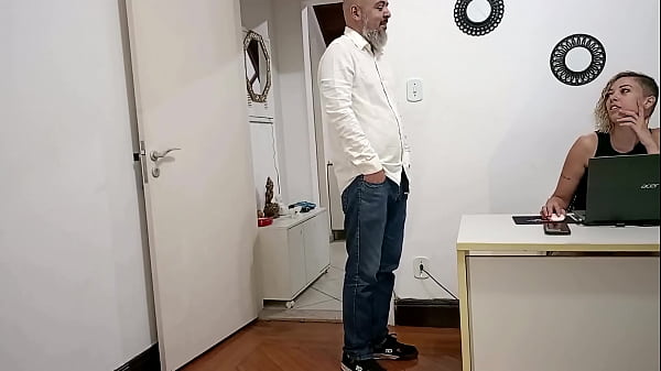 Boss arrives and asks the secretary to suck and fuck him. In the end he cums on her face.