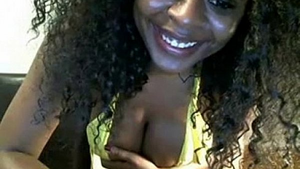 Ebony with a big natural tits puts her fingers inside
