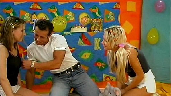 Teen girls in hot threesome at birthday party
