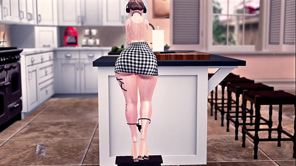 Ass teasing while scrubbing things clean, Second Life  