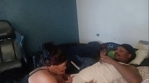 Chubby redbone in lingerie gets to suck BBC!