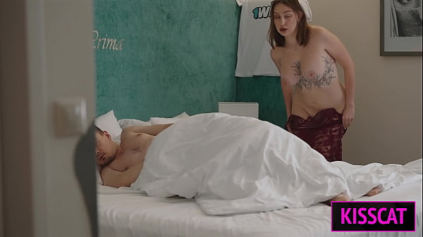 Only one bed in hotel room? Step mom makes rimming to step son for good sex in share bed at vacation