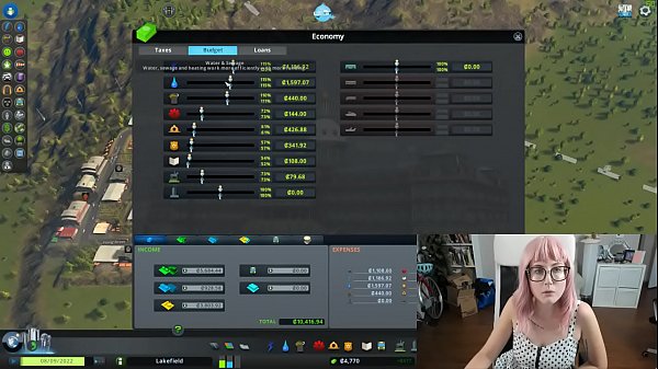 Cam Girl Plays Cities Skylines (Nice Tits!)