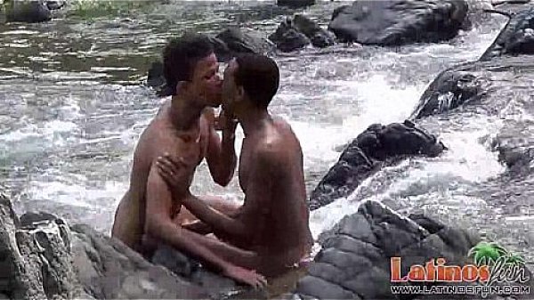 Sexy Latinos strip naked and go skinny dipping