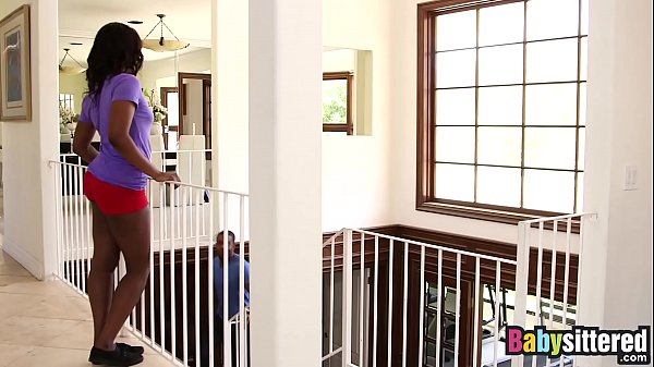 Ebony babysitter Skyler Nicole working on big black cock