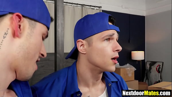 Gay customer fucked hard by big dick movers 