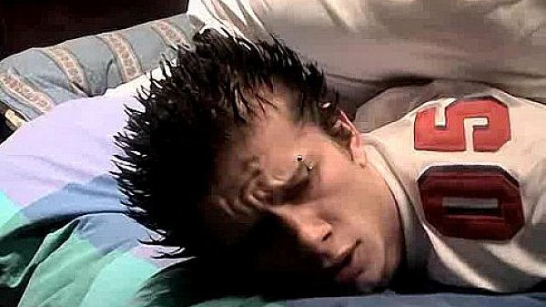 Skater hunk getting a spanking from two studs 