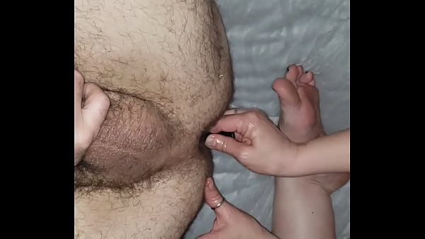 Girlfriend using a butt plug on my ass  