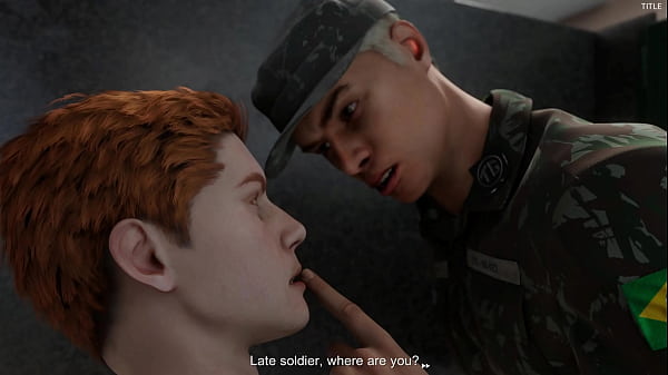 Офицер увидел, что нам нравятся члены и пошёл за нами в туалет, чтобы дать отсосать свои член, анимация из игры